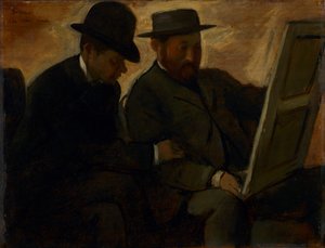 Paul Lafond ve Alphonse Cherfils Bir Tabloyu İnceliyorlar, c.1878-1880 by Edgar Degas