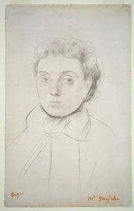 Joséphine Gaujelin#39;in portresi, 1867#39;den önce (kağıt üzerine tebeşir) by Edgar Degas
