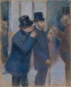 Menkul Kıymetler Borsasında Portreler, c.1878-79 (kağıt üzerine pastel, parça parça ve tuval üzerine serilmiş) by Edgar Degas