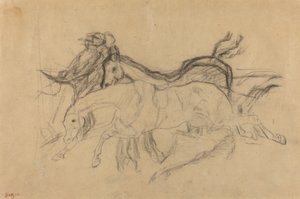 Yarış atları, Engelli Koşu Sahnesi: Düşmüş Jokey, c. 1881. by Edgar Degas
