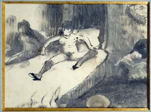 Yatakta Dinlenme Bir genelevde yatağında dinlenen bir fahişe. Edgar Degas