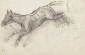 "Engelli Koşudan Sahne: Düşmüş Jokey" Çalışması, 1866 by Edgar Degas