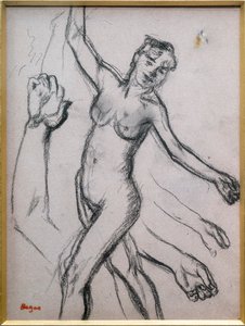 Bir kadının incelenmesi. 1878, kağıt üzerinde kömür. by Edgar Degas