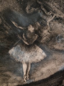 Bale Ustası (detay) (Ludovic Lepic ile birlikte yürütülür). 1876. Siyah mürekkepli, beyaz tebeşir vurgulu monotip by Edgar Degas