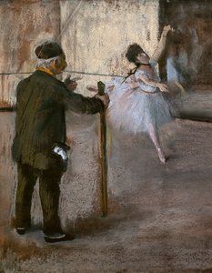 Dans dersi (detay). 1876 civarında. Karton üzerine yapıştırılmış kağıt üzerine pastel. by Edgar Degas