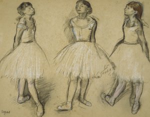 Dördüncü Pozisyonda Bir Dansçının Üç Çalışması, 1879-80 by Edgar Degas
