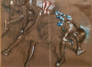Üç dansçı. 1880 civarında. Kağıt üzerinde kömür ve pastel by Edgar Degas