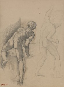 İki Çıplak Adam, 1856-57 (koyu krem kağıda grafit kalem)