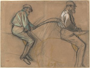 Bir Jokeyin İki Çalışması, c. 1884. by Edgar Degas