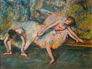 İki dansçı. 1900 civarında. Karton üzerine kağıt üzerine pastel. by Edgar Degas