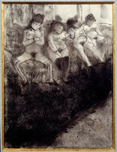 İkinci versiyon bekleniyor. Bir genelevde müşteri bekleyen fahişeler var. Edgar Degas