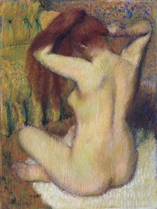 Saçını Taranan Kadın, c.1888-90 (bağlantıya iliştirilmiş açık yeşil dokuma kağıt üzerine pastel)