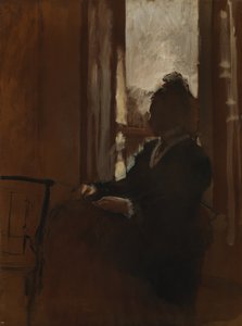 Penceredeki Kadın, c.1871-2 (keten üzerine kağıt üzerine yağlı boya) by Edgar Degas