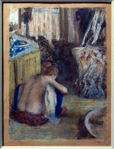 Edgar Degas (1834-1917) 1877 Sun tarafından monotip üzerine Pastel çömelme kadın. 0,18x0,14 m Paris, Orsay Müzesi by Edgar Degas