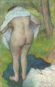 Genç Kadın Kendini Giyiniyor by Edgar Degas
