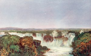 Brezilya Demiryolu Şirketi Sisteminin Kuzeyden Yaklaştığı Brezilya, Paraguay ve Arjantin Kavşağı, Iguassu Şelalelerinin Kısmi Görünümü (renkli lito)