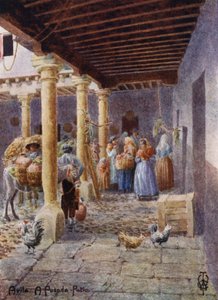 Kuzey İspanya: Avila, A Posada Patio (renkli taş) by Edgar T. A. Wigram