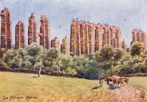 Kuzey İspanya: Merida, "Los Milagros", Büyük Su Kemeri kalıntıları (renkli taş)