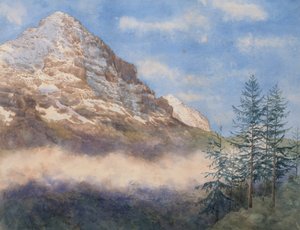 Eiger ve Schneehorn (kağıt üzerine guaj ile sulu boya) by Edith A. Paine