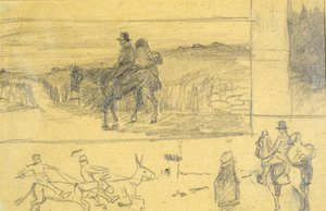 İrlanda Arabası (kağıt üzerine kurşun kalem) by Edith Oenone Anna Somerville