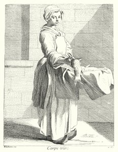 Balık satıcısı (gravür) by Edmé (after) Bouchardon