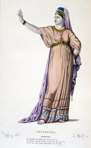 Sophonisbe trajedisindeki Sophonisbe karakteri - Full Theatre: (Corneille oyun koleksiyonu) çizimi Geffroy, gravürü L. Wolff - ed. Laplace, Sanchez ve Cie, Paris 1884 by Edmond Aime Florentin Geffroy