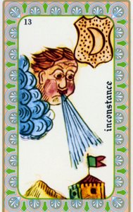 Edmond Billaudot tarafından çizilen büyücü Belline tarafından tarot c. 1845 ve kahin Belline'e yeniden yayınlanması için verildi: kararsızlığın kartı: rüzgar esiyor by Edmond Billaudot
