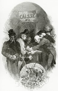 Emargement - illustration from Napoléon le Petit, 19th Century (bw engraving) by Edmond Morin
