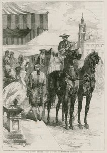 Londra Sezonu - misafir odasına gitmek (gravür) by Edmond Morin