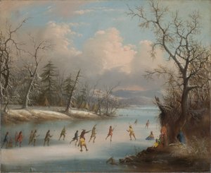 Buzda Lakros Oynayan Kızılderililer, 1859 by Edmund C. Coates