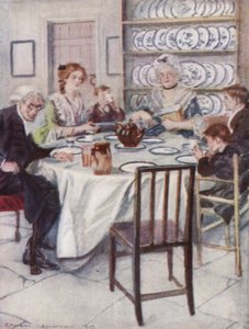 Oliver Goldsmith tarafından Wakefield Papazı için illüstrasyon (renkli taş) by Edmund Joseph Sullivan