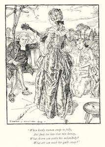 Oliver Goldsmith (lito) tarafından Wakefield Papazı için illüstrasyon by Edmund Joseph Sullivan
