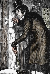 Bay Hyde, maceralarla dolu bir gecenin ardından panzehiri almak ve Robert Louis'in L'Etrange Cas du dr Jekyll et de Mr Hyde” adlı romanı için Edmund Joseph Sullivan'ın (1869-1933) çizdiği Dr Jekyll görünümüne devam etmek için eve döner. Stevens