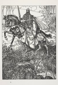 Sir Launcelot ve Kraliçe Guinevere, Alfred, Lord Tennyson'ın 'A Dream of Fair Women...' kitabından illüstrasyon by Edmund Joseph Sullivan