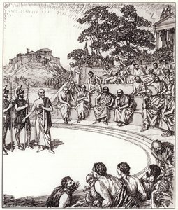 Yargıçlarının huzurunda Sokrates (lito) by Edmund Joseph Sullivan