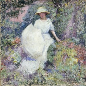 Şemsiyeli Kız (tuval üzerine yağlı boya) by Edmund William Greacen