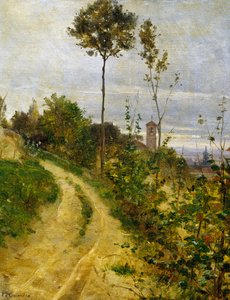 Tepe yolu (tuval üzerine yağlıboya) by Edoardo Calandra