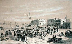 Hükümet Meydanı, Goree Adası, Senegal, 1840 dolayları (lito) by Edouard Auguste Nousveaux