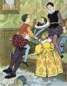 Fransa Kralı IV. Henri çocukları ile oynarken (1553-1610) Edouard Zier'in “Nos-Gloriers-Nationales” 1920 Koleksiyonu'ndaki İllüstrasyonu by Edouard Francois Zier