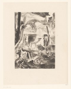 Palmiye ağaçları ve banyo figürleri ile manzara by Edouard Léon Louis Edy Legrand (attributed to)