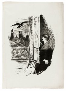 Pencerede ("Burada aç, panjuru fırlattım..."), The Raven