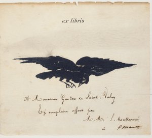 Ekslibris, Edouard Manet tarafından örnek olarak litografiyle basılmıştır: Edgar Allen POE. Karga. Kuzgun. Edouard Manet'nin çizimleriyle Stéphane Mallarmé'nin çevirisi by Édouard Manet