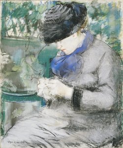 Bahçede Oturan Veya Örgü Yapan Kız, 1879 by Édouard Manet
