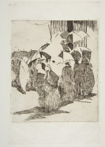 Kasap dükkanının önündeki sıra, 1870-71. by Édouard Manet