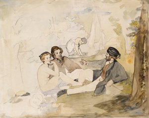 Çimenlerin Üzerinde Ahşap Öğle Yemeğinde Piknik, 1862-1863. by Édouard Manet