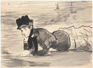 Sahilde yatan kadın. Annabel Lee, yaklaşık 1881 by Édouard Manet