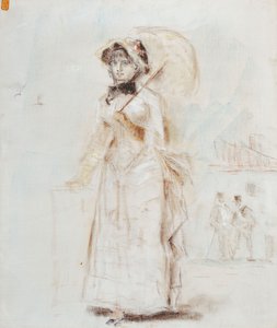 Açık Şemsiye ile Yürüyen Kadın; Gezinti Yolunda Açık Şemsiye Tutan Kadın, 1880 by Édouard Manet