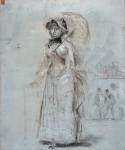 Açık şemsiye ile yürüyen kadın, 1880 by Édouard Manet