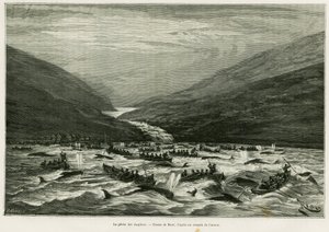Yunus balıkçılığı. Hikayeyi göstermek için Riou tarafından gravür Faeroer takımadalarında bir ay (Faroer, Faroe, Danimarka), H.Labonne tarafından, le tour du monde 1887, Edouard Charton (1807-1890), Hachette, Paris. by Edouard Riou