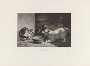 Bir daire tarafından üfleme kedi ve üç havlayan köpek Üçe Karşı Bir by Edouard Taurel